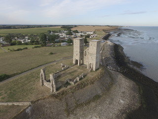 Fort ruin at Reculver tower, Kent coastline