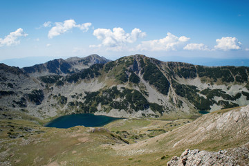 Path between Vihren hut and Vihren peak in Pirin national park, near Bansko, Bulgaria