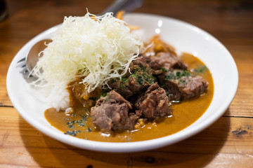 Beef curry rice. (Japanese food)