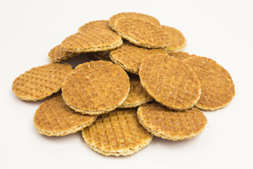 heap of sweet caramel butter waffles