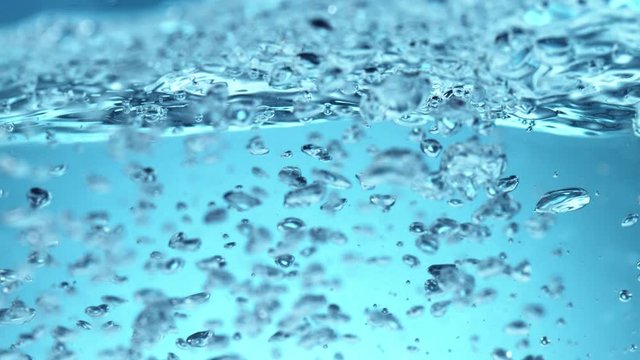 Super slow motion of bubbling water in detail. Filmed on very high speed camera, 1000 fps.