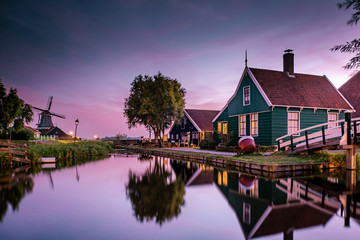 Zaanse Schans windmill village in the Netherlands, zaanse schans is a small wooden house village in Holland, Dutch windmills