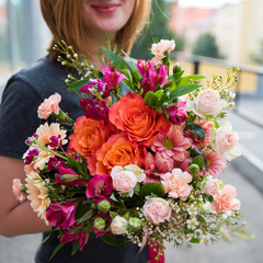 Beautiful bouquet of bright and colorful flowers