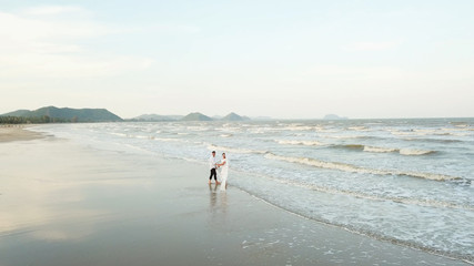 Aerial view of couple