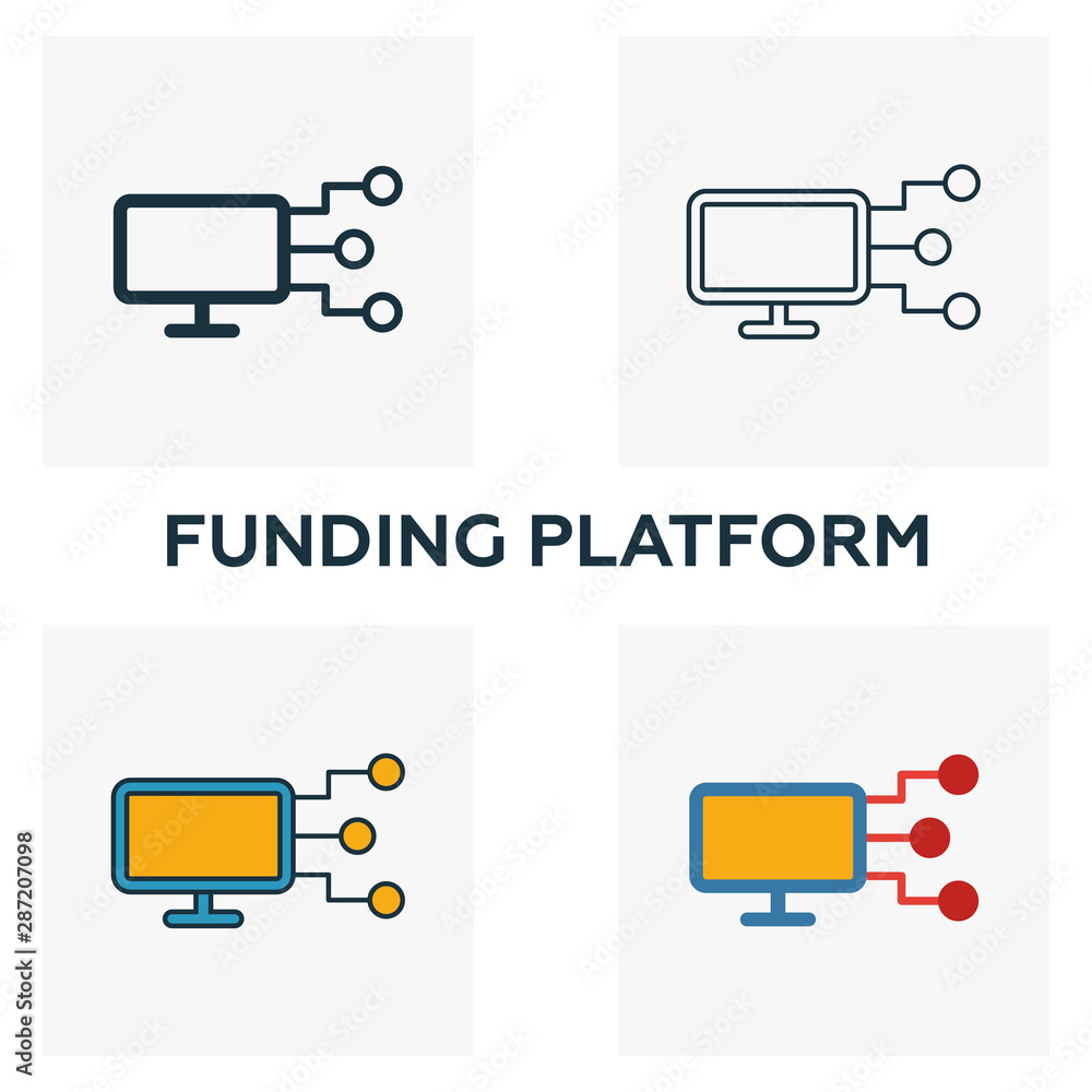 Aufkleber funding platform outline icon. thin line element from crowdfunding icons collection. ui and ux. pixe