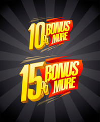 Plakat Bonus 10% and 15% more, sale symbols