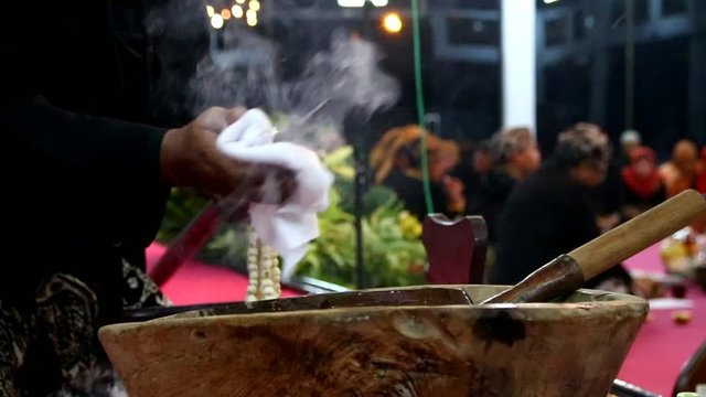 Blur and noise photos, the Jamasan / Siraman Pusaka event, the tradition of bathing or washing and combing keris and spear heirlooms, in the month of Sura / Muharam, Batang Indonesia, 31 August 2019 