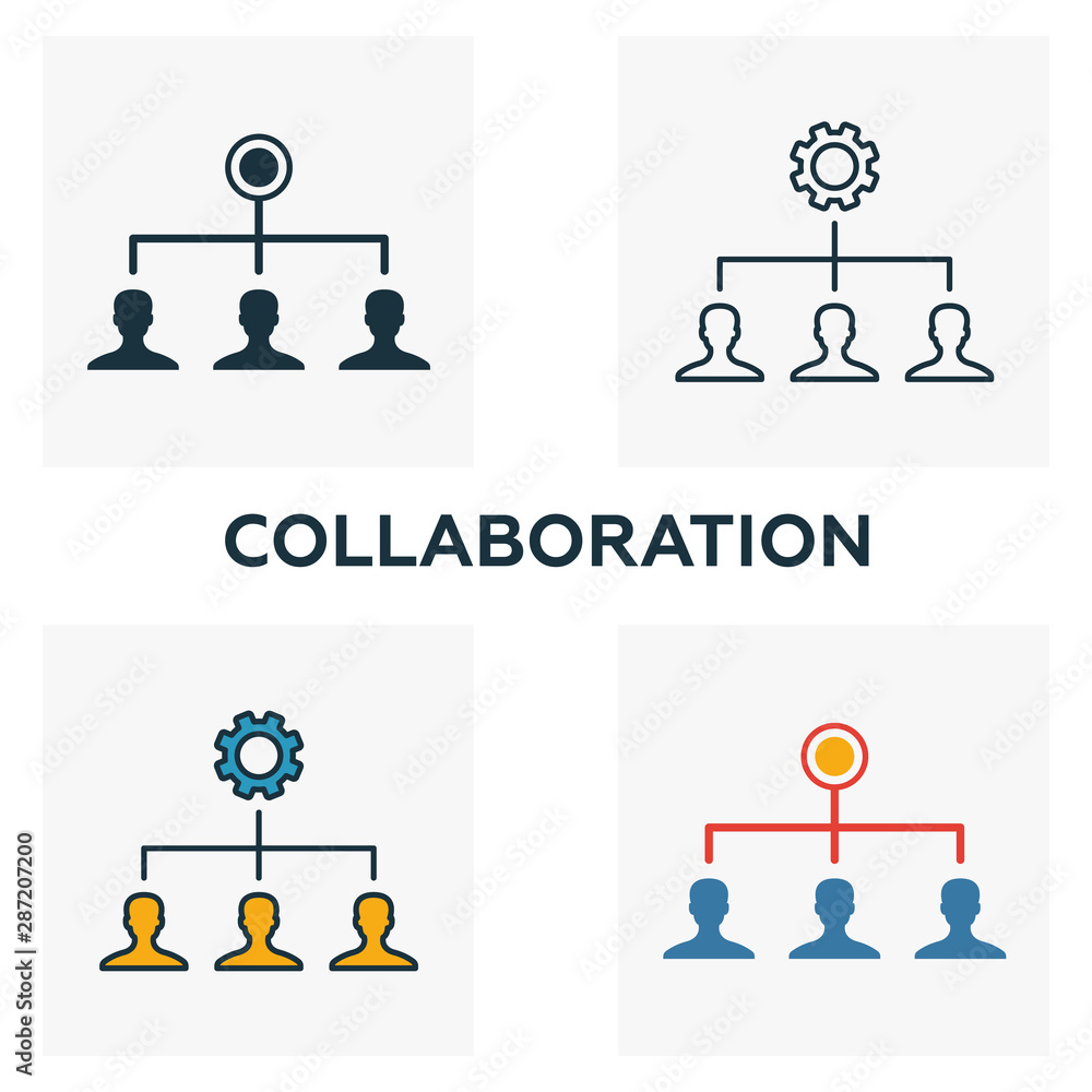 Poster collaboration outline icon. thin line element from crowdfunding icons collection. ui and ux. pixel p