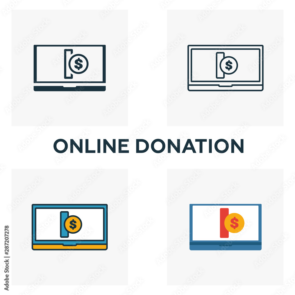 Poster online donation outline icon. thin line element from crowdfunding icons collection. ui and ux. pixel