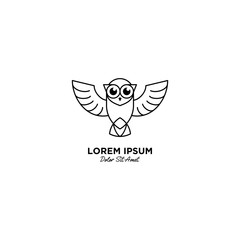 Owl logo vector icon illustration line outline monoline