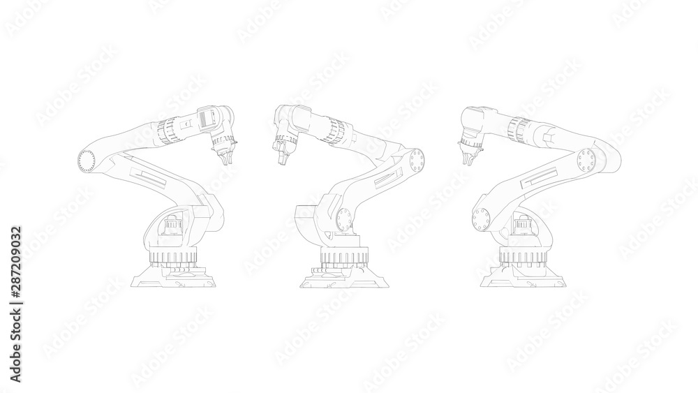 Aufkleber 3d rendering of a robot arm isolated in white studio background
