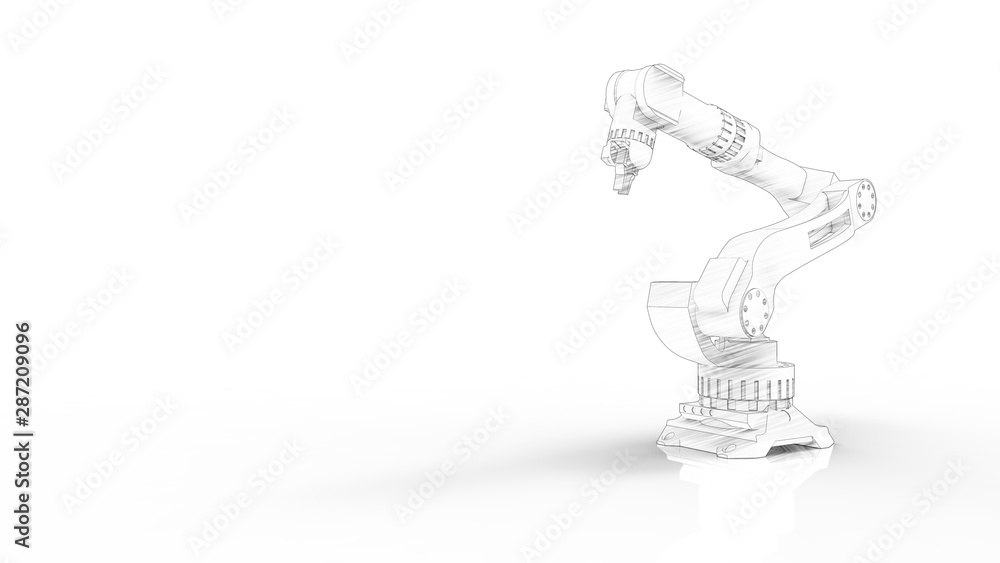 Aufkleber 3d rendering of a robot arm isolated in white studio background