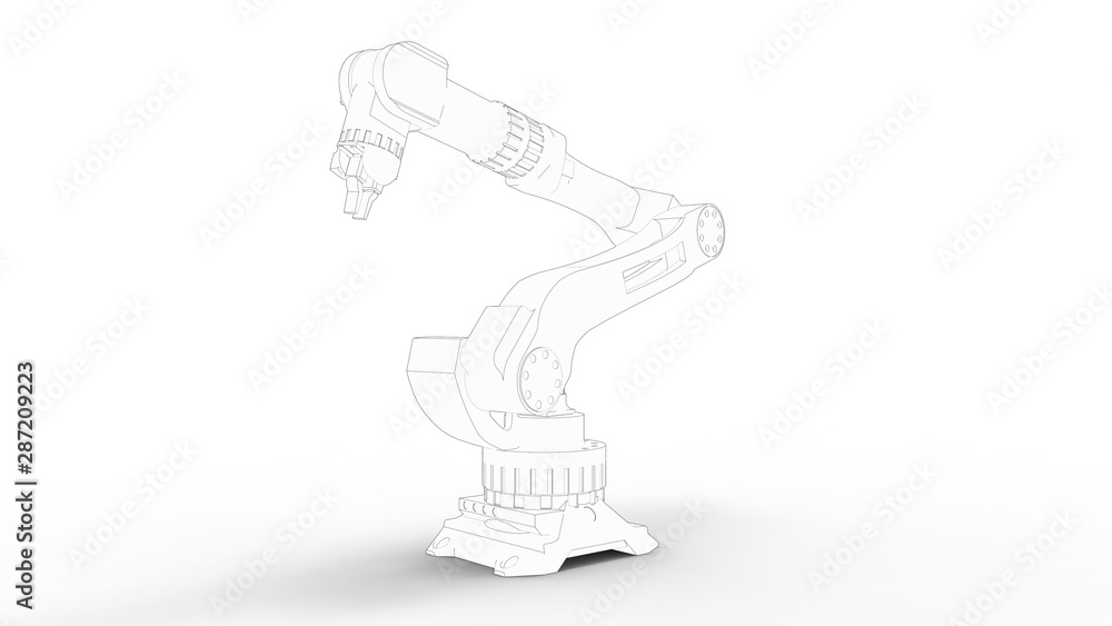 Poster 3d rendering of a robot arm isolated in white studio background
