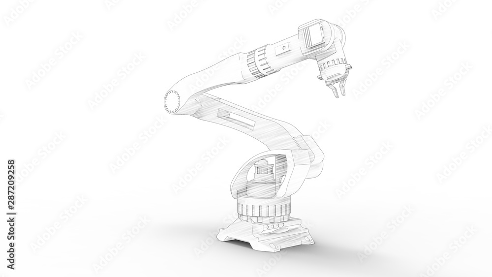 Aufkleber 3d rendering of a robot arm isolated in white studio background