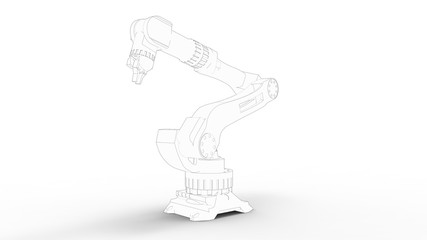 3D rendering of a robot arm isolated in white studio background