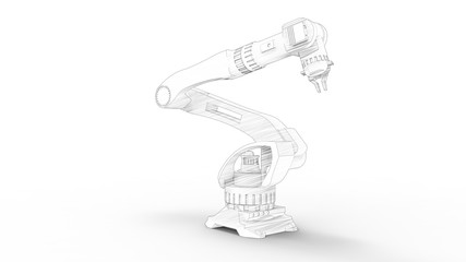 3D rendering of a robot arm isolated in white studio background