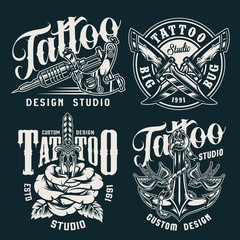 Fototapeta premium Vintage tattoo studio badges