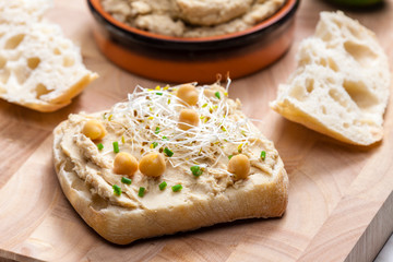 homemade spread of chickpeas cress