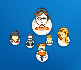 Abstract scheme of social media modern network