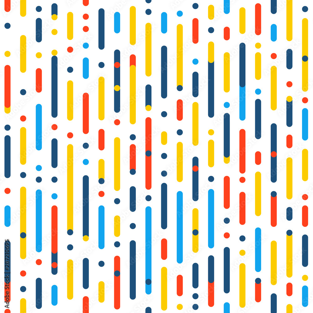Poster Abstract seamless pattern of different color lines. Vertical vector background