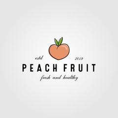 peach fresh fruit vintage cute logo design illustration