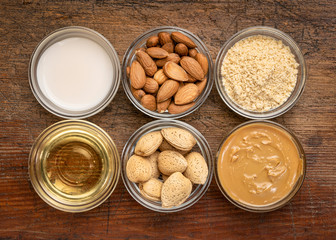 collection of almond super foods