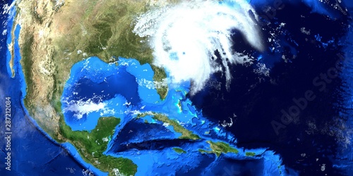 Hurricane Dorian Extremely Detailed and realistic high resolution 3D illustration. Shot from Space. Elements of this image are furnished by NASA.