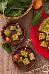      Spanish omelette with spinach. 