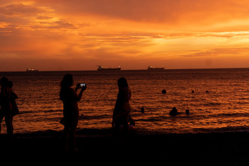 Fototapeta premium Atardecer en la playa de Santa Marta