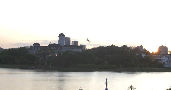 putra jaya sunset at building by lake