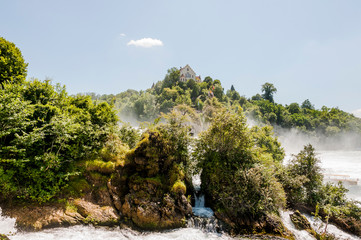 Rheinfall, Rhein, Wasserfall, Rheinfallbecken, Felsen, Fluss, Rheinfallfelsen, Schloss, Neuhausen, Sommer, Schweiz