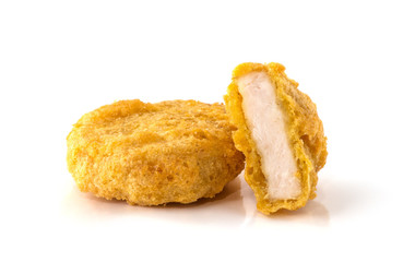 Fried chicken nuggets isolated on white