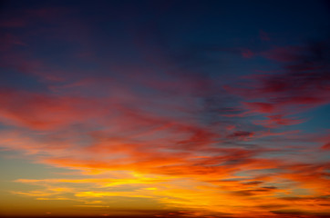 Vivid sky illuminated by the sunset