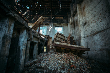 Abandoned and ruined sugar factory in Lower Kislyay, Voronezh region