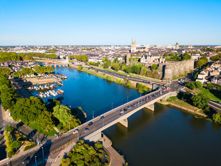Angers aerial panoramic view, France - obrazy, fototapety, plakaty