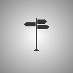 Signpost icon isolated on gray background, flat design style. Vector illustration.