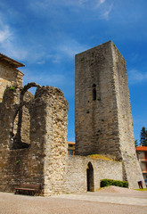Ancient ruins of medieval Lombard Fortress in the small umbrian town of Pietralunga, erected in the 8th century