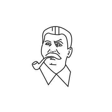 Stalin Linear Vector Portrait. Soviet Leader Stalin