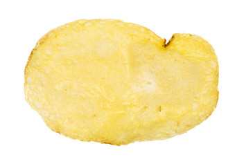 salted potato chip isolated on white