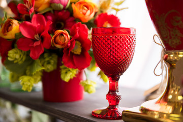 Embossed colored drink glasses for wine and champagne
