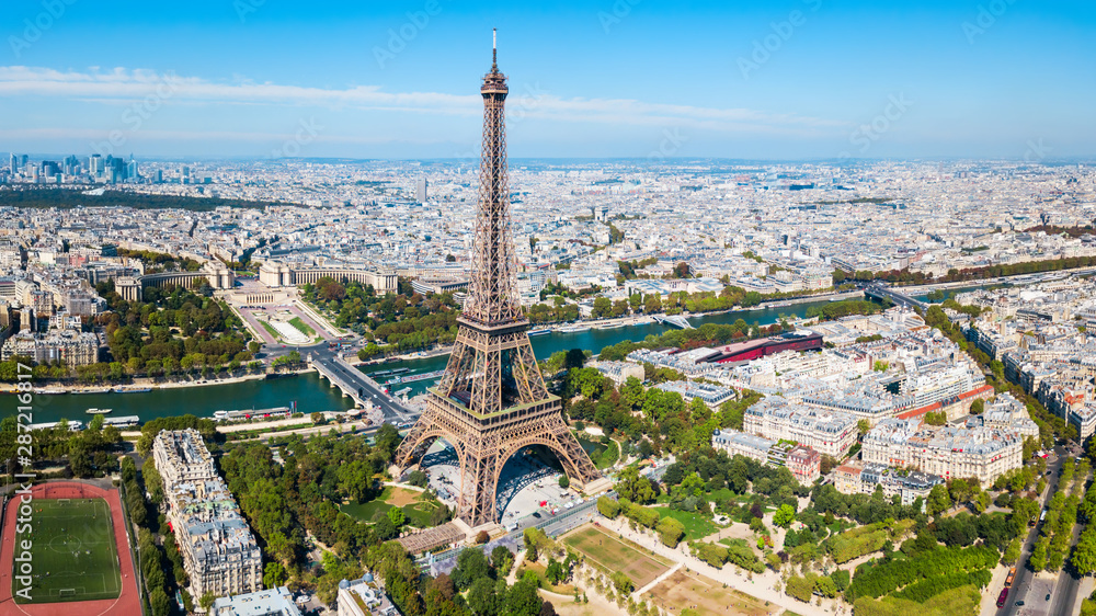 Wall mural Eiffel Tower aerial view, Paris