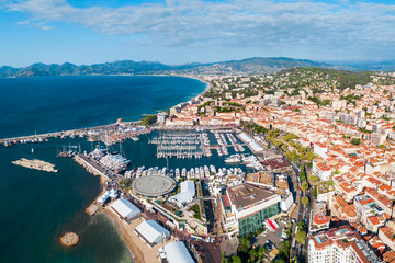 Cannes aerial panoramic view, France - obrazy, fototapety, plakaty