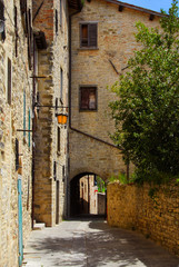 A narrow lane in Pietralunga historic center, a small town in the Umbrian countryside