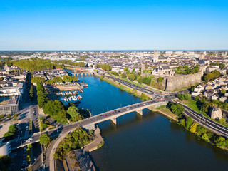 Fototapeta na wymiar Angers aerial panoramic view, France