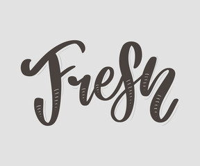 vector collection of bright stickers, emblems logo and labels for lemon and orange fresh citrus juice with lettering composition