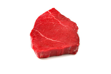 Beef steak isolated on white background.