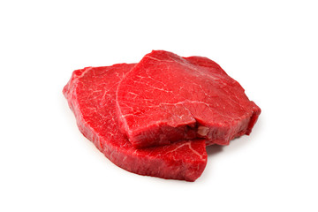Beef steak isolated on white background.