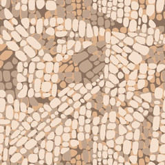 Abstract seamless geometric background with chaotic textures. Irregular blocks pattern. Repeating oval shapes, paving stone mosaic tracery. Patchwork effect. Designed for textile, fabric, wrapping.