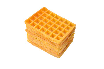 Belgian waffle isolated on white background.