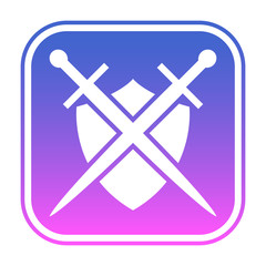 Shield and sword logo template. Protected icon.